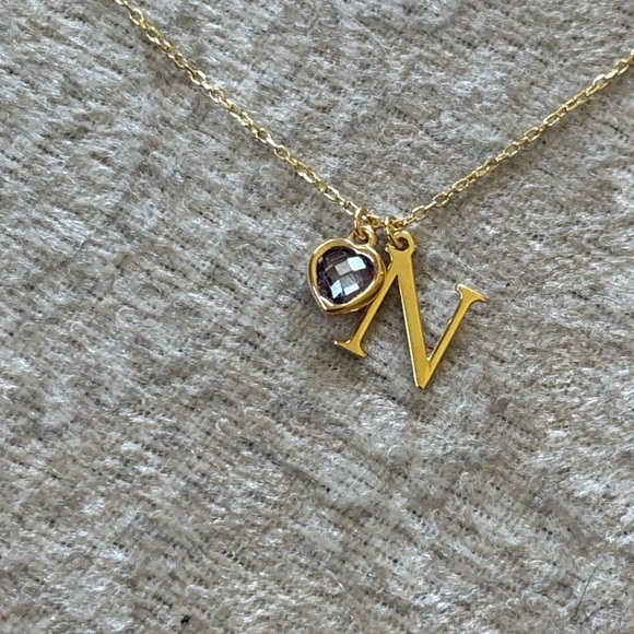Brand New 14K Gold Plated 925 Sterling Silver Initial "N" & Alexandrite Necklace - Picture 12 of 16